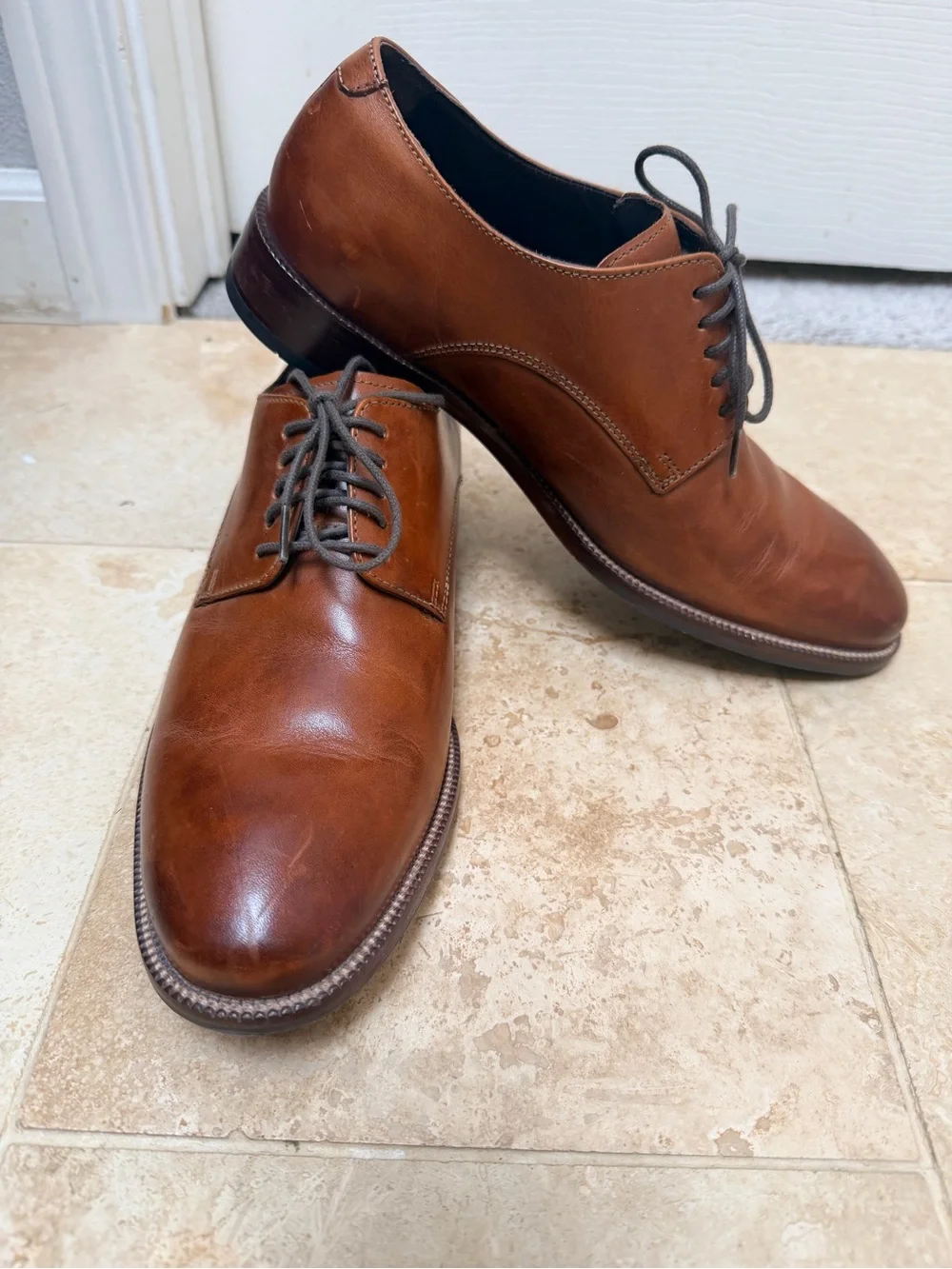 Cole Haan Tan Leather Derby Shoes